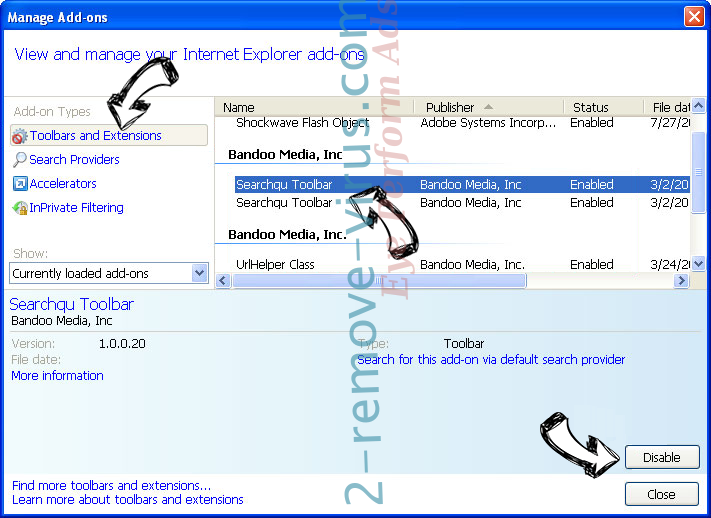 Retirer SectionBrowser IE toolbars and extensions