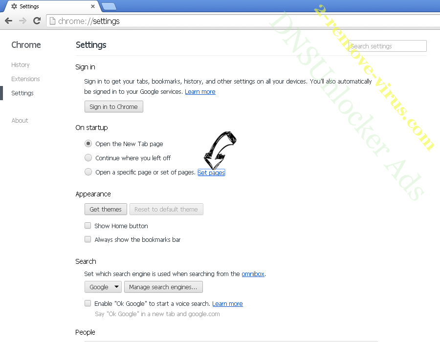 Clickpush.biz virus Chrome settings