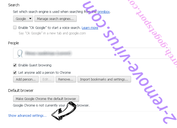 Clearsearches.com Chrome settings more
