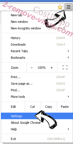 Search.certified-toolbar.com Chrome menu