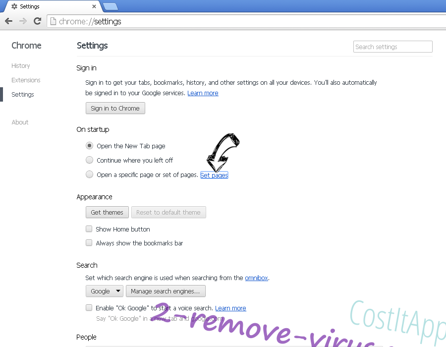 Verwijderen ArchieveSeeker (Mac) adware Chrome settings