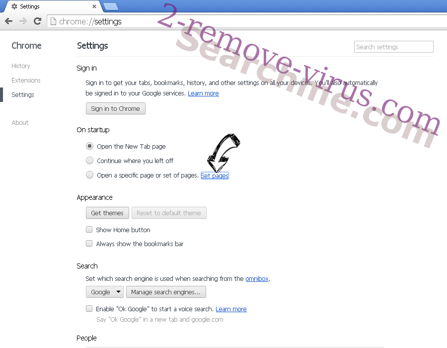 Searchme.com Chrome settings