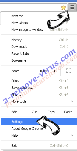 Hidemysearches.com Chrome menu