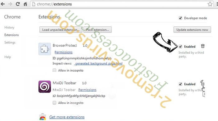 Yahoo Redirect Virus Chrome extensions disable