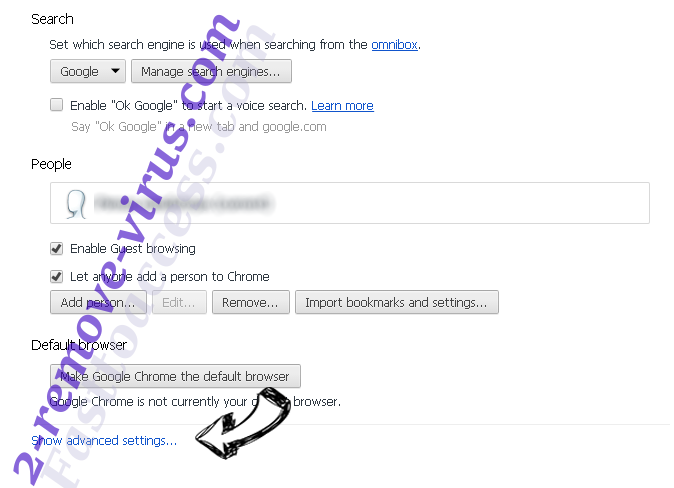 Yahoo Redirect Virus Chrome settings more
