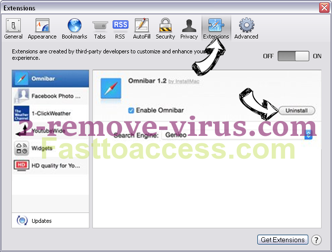 Yahoo Redirect Virus Safari extensions