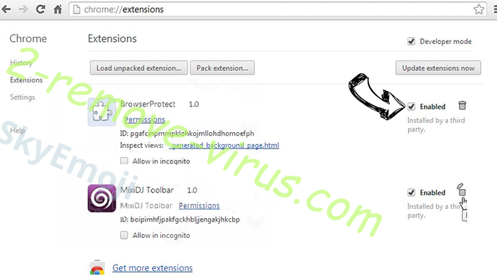 Jabuticaba Chrome extensions disable