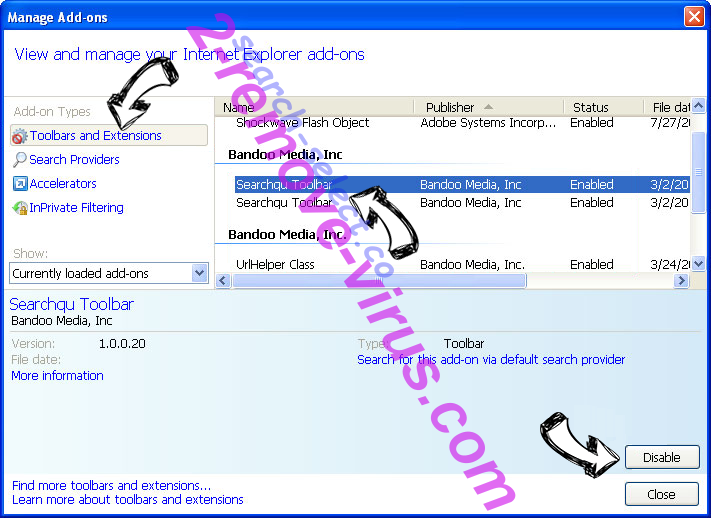 Search.hyourfreeonlinemanuals.com IE toolbars and extensions