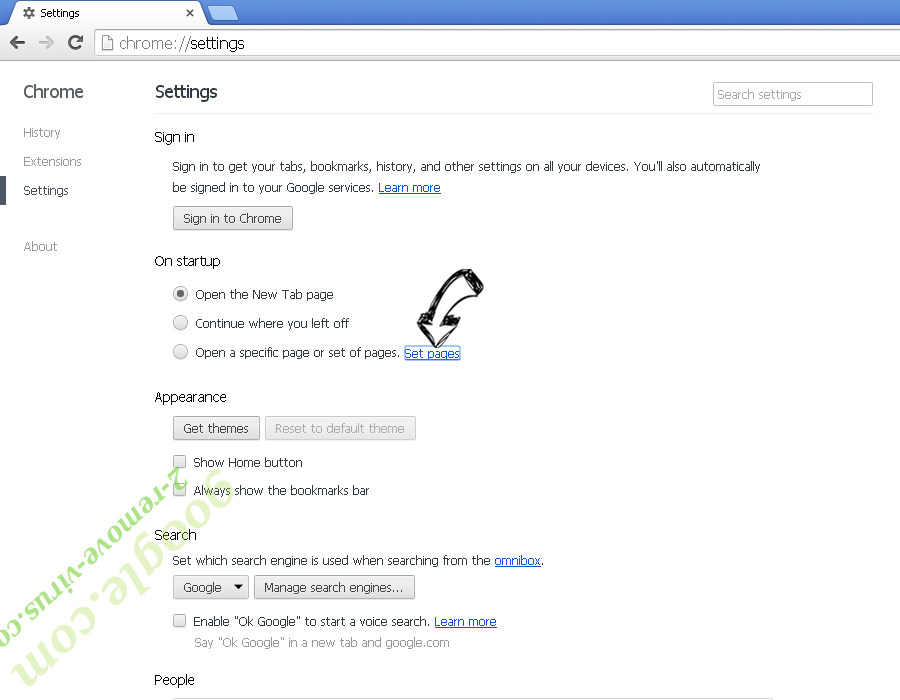 HubComputing (Mac) adware verwijdering Chrome settings