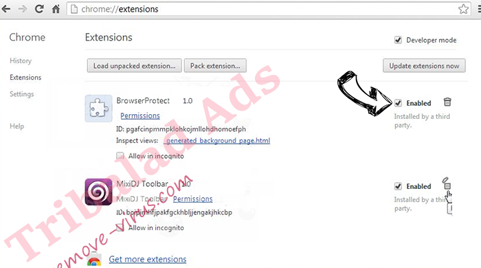 Tribalad Ads Chrome extensions disable