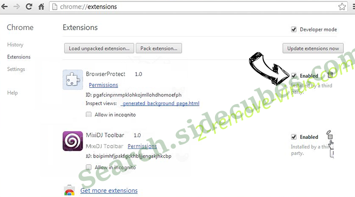 BatBitRst adware Chrome extensions disable