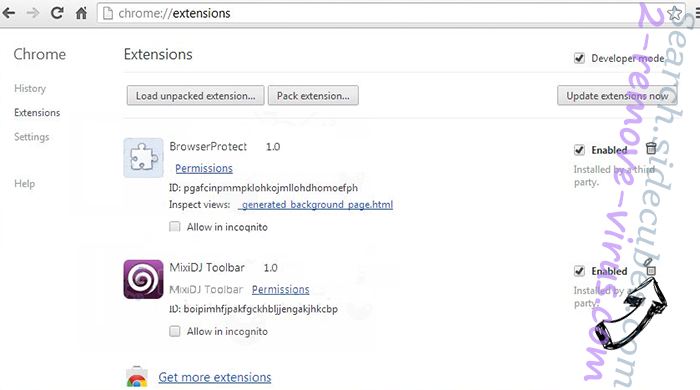 Search.sidecubes.com Chrome extensions remove