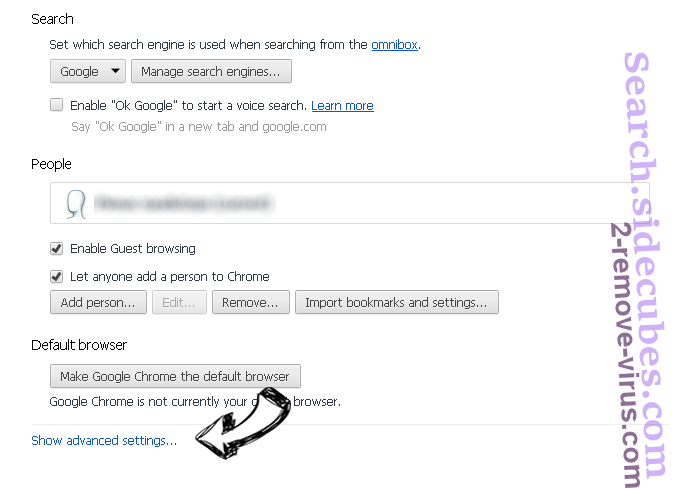 Search.buildupstage.com Chrome settings more