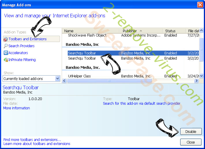 MySearch123.com IE toolbars and extensions