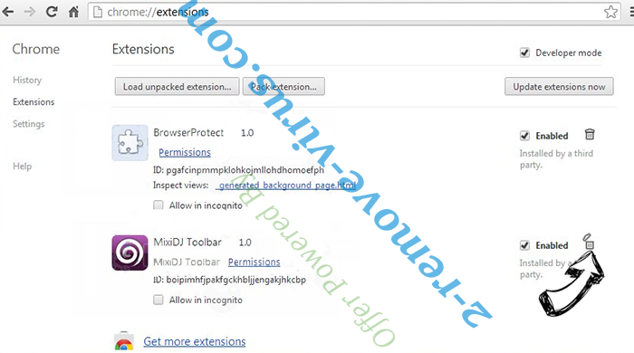 Offer Powered By Chrome extensions remove