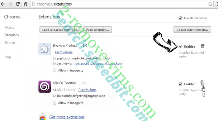 Search.speedbit.com Chrome extensions disable