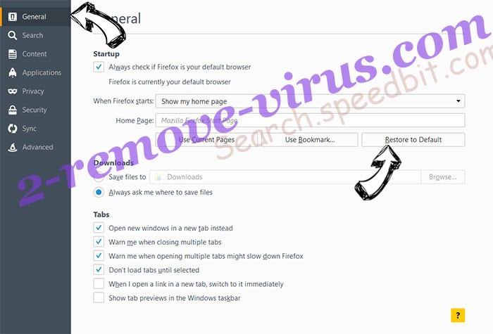 Search.speedbit.com Firefox reset confirm