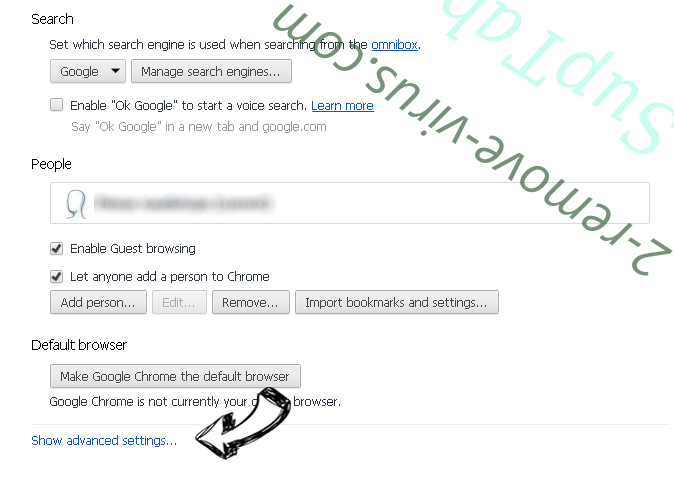 Yahoo Redirect Virus Chrome settings more