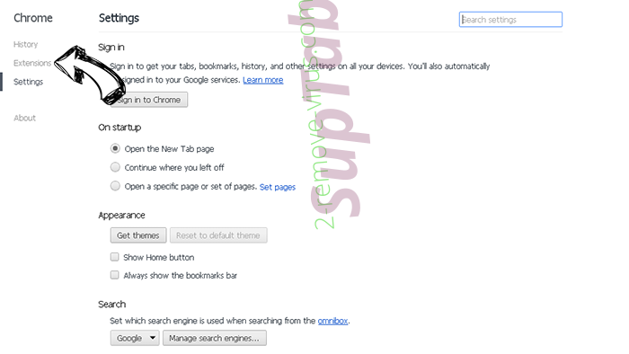 Yahoo Redirect Virus Chrome settings