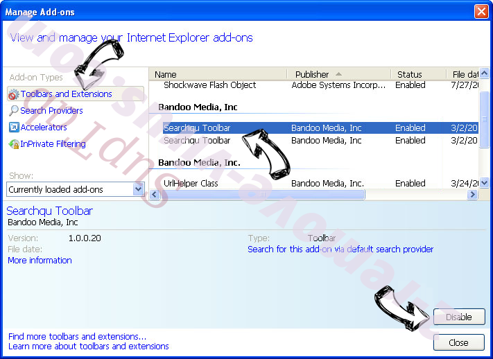 Yahoo Redirect Virus IE toolbars and extensions