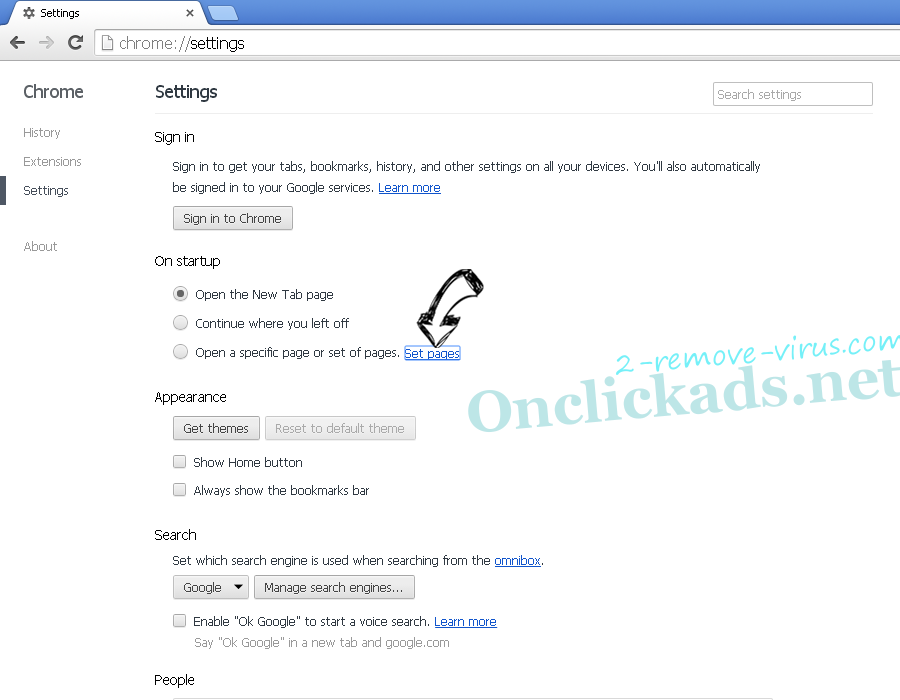 Onclickads.net Chrome settings