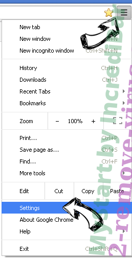 Mywebsearch.com Chrome menu