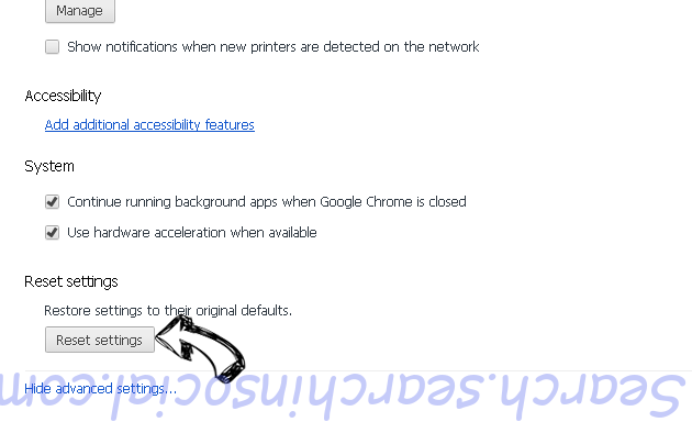 Search.searchinsocial.com Chrome advanced menu
