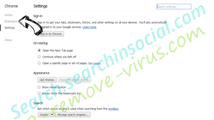 Search.searchinsocial.com Chrome settings