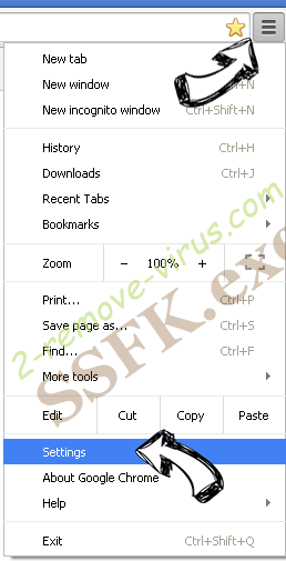 Search.oursafesearch.com Chrome menu