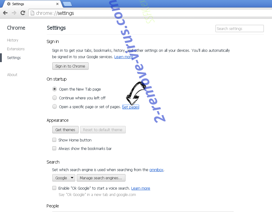 WebSearch.live Virus Chrome settings