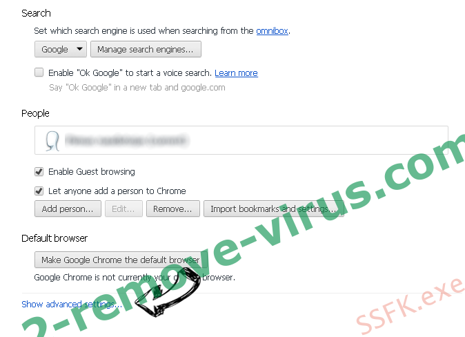 WebSearch.live Virus Chrome settings more