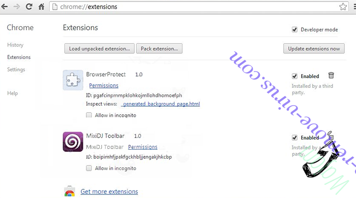 PopAndPush Virus Chrome extensions remove