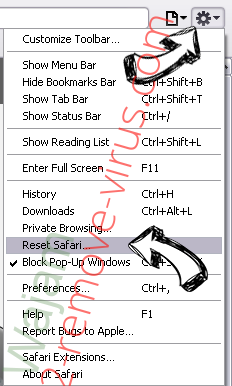 Cash adware Safari reset menu