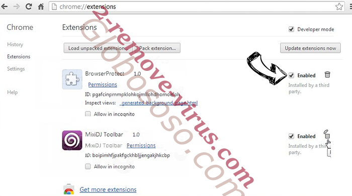 Adrenya.ru Redirect Chrome extensions disable
