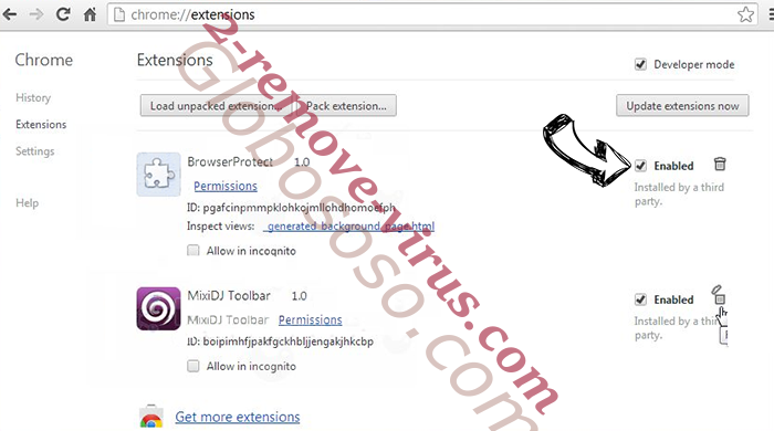 Myway Virus Chrome extensions disable