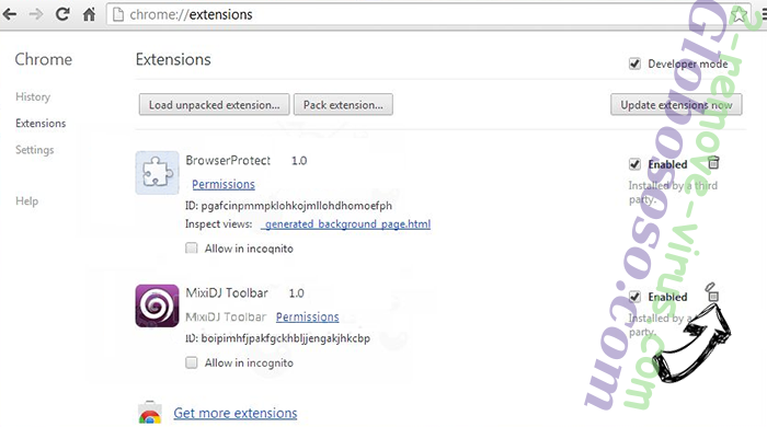 Yahoo Powered Virus Chrome extensions remove