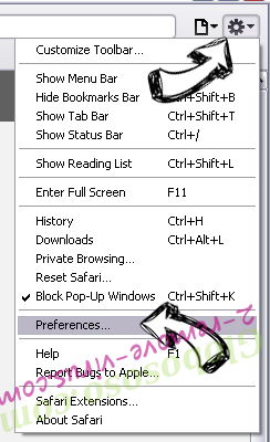 Yahoo Powered Virus Safari menu