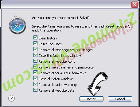 Yahoo Powered Virus Safari reset