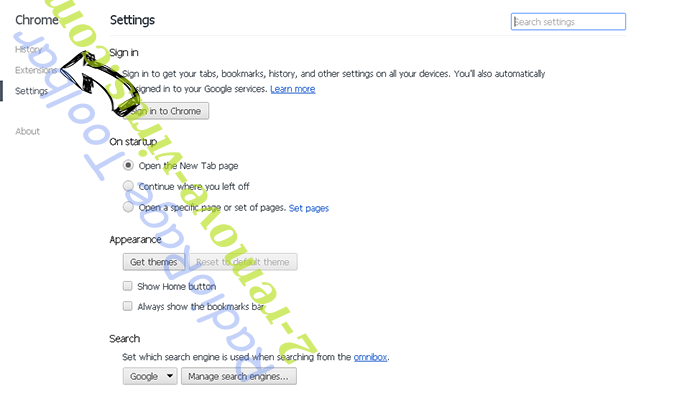Emailtabsearch.com Chrome settings
