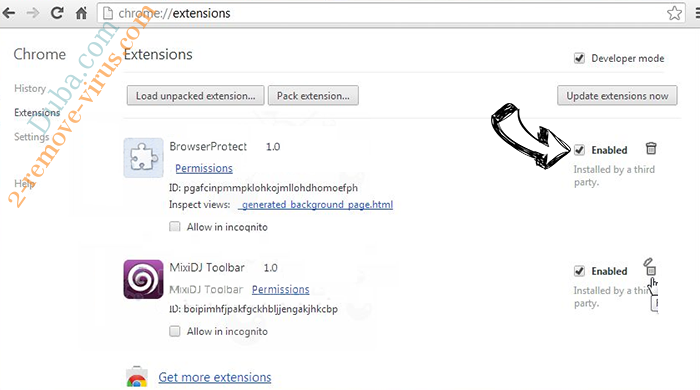 Duba.com Chrome extensions disable