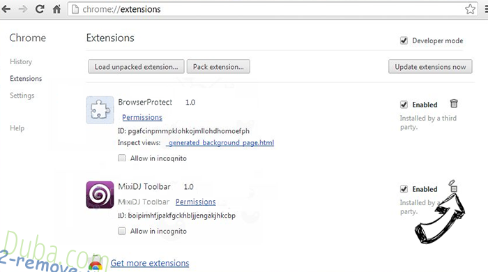 Duba.com Chrome extensions remove