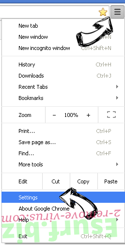 Piesearch.com Chrome menu