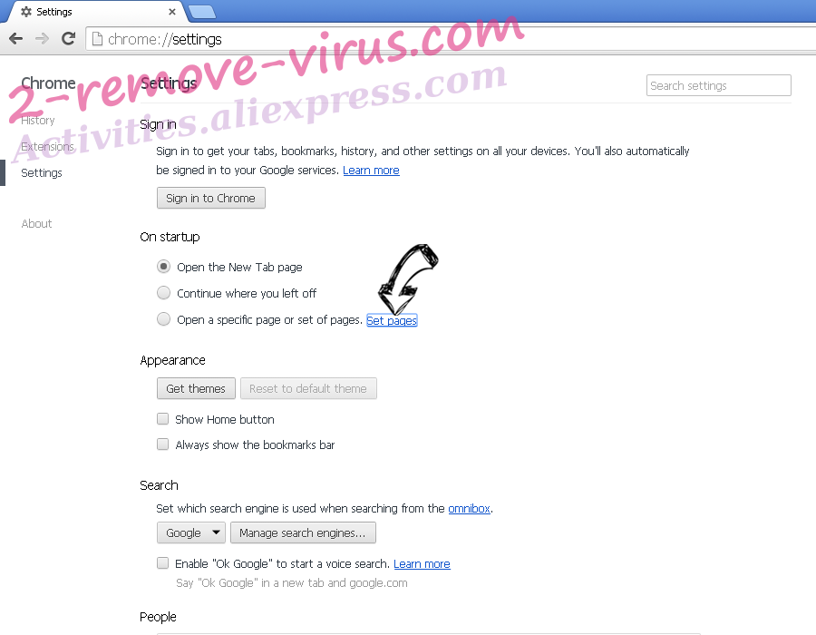 My Lucky123 virus Chrome settings