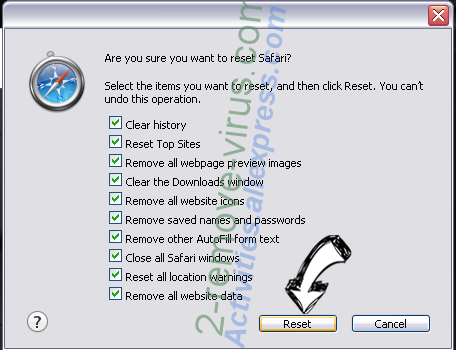 My Lucky123 virus Safari reset