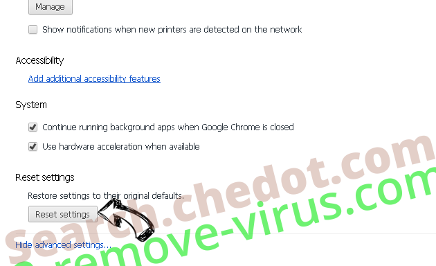 Search.chedot.com Chrome advanced menu