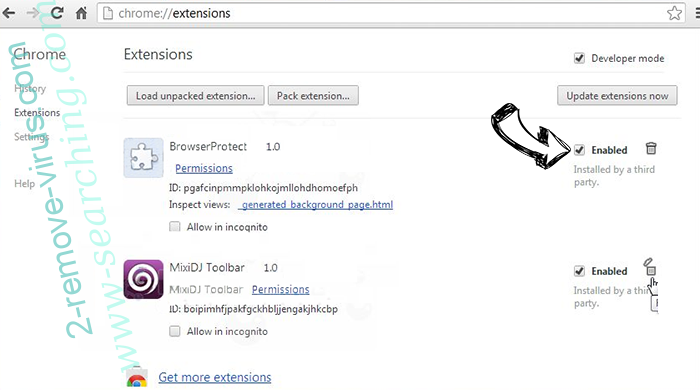 www-searching.com Chrome extensions disable