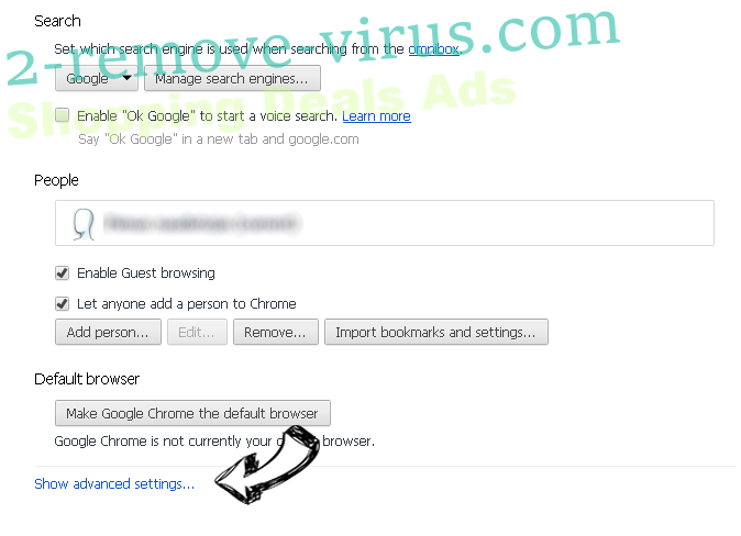 Shopping Deals Ads Chrome settings more