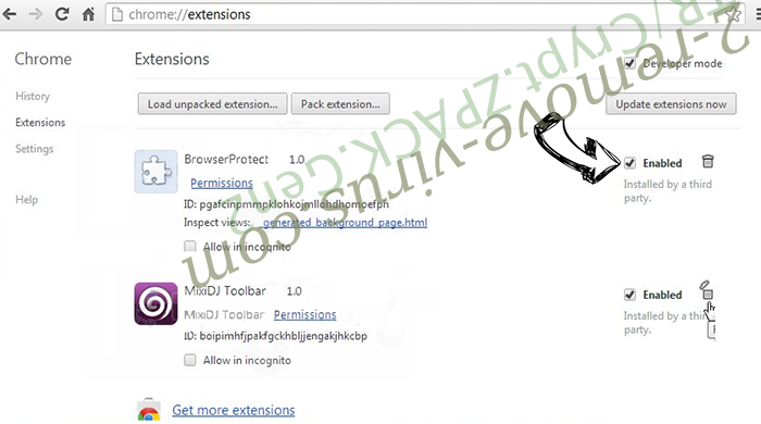 TR/Crypt.ZPACK.Gen2 Chrome extensions disable