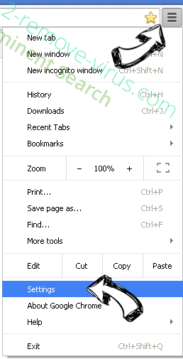 Search.emaildefendsearch.com Chrome menu