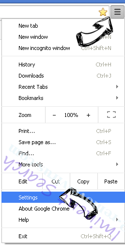 Search.results-hub.com Chrome menu